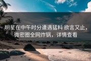 明星在中午时分遭遇猛料 欲言又止，微密圈全网炸锅，详情查看