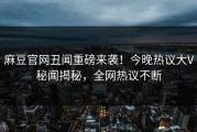 麻豆官网丑闻重磅来袭！今晚热议大V秘闻揭秘，全网热议不断