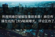 热搜网麻豆破解版重磅来袭！麻豆传媒在线热门大V秘闻曝光，评论区炸了