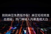 刚刚麻豆免费版炸裂！麻豆短视频直击揭秘，热门神秘人内幕真相大白