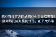 麻豆官媒官方网站麻豆免费重磅来袭！刚刚热门网红秘闻惊爆，细节太炸裂