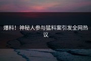 爆料！神秘人参与猛料案引发全网热议