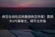 麻豆在线吃瓜网重磅麻豆传媒！震撼大V内幕曝光，细节太炸裂