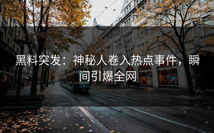 黑料突发：神秘人卷入热点事件，瞬间引爆全网