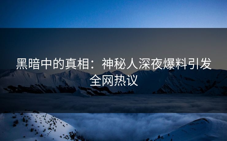 黑暗中的真相：神秘人深夜爆料引发全网热议