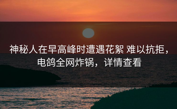 神秘人在早高峰时遭遇花絮 难以抗拒,电鸽全网炸锅,详情查看 神秘人在早高峰时遭遇花絮 难以抗拒,电鸽全网炸锅,详情查看